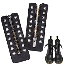 PU Leather Lace-in Boot Zipper Inserts DIY-WH0387-37B-01