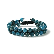 Natural Apatite Braided Bead Bracelet BJEW-SW00001-09