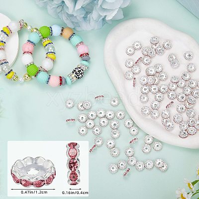 120Pcs Brass Rhinestone Spacer Beads FIND-SZ0003-70C-1