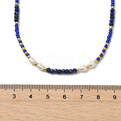 Boho Natural Cultured Freshwater Pearl & Round Seed Beaded Braided Necklaces for Women NJEW-JN06187-03-1