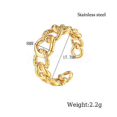 304 Stainless Steel Open Cuff Finger Ring EK4200-1-1