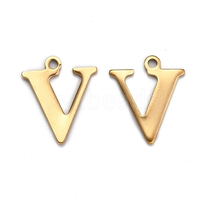 Ion Plating(IP) 304 Stainless Steel Alphabet Charms STAS-H122-V-G-1