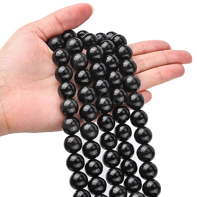 Natural Obsidian Beads Strands X-G-G099-14mm-24-1