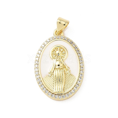 Brass Micro Pave Clear Cubic Zirconia Pendants KK-B141-48G-01-1