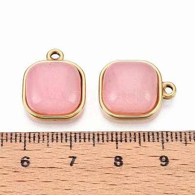 Natural Rose Quartz Square Pendants STAS-N109-211C-G-1