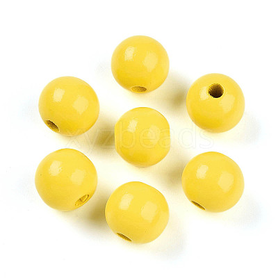 Painted Natural Wood Beads WOOD-A018-16mm-18-1