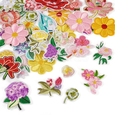 36Pcs Polyester Embroidery Cloth Iron On/Sew On Patches DIY-TA0013-07-1