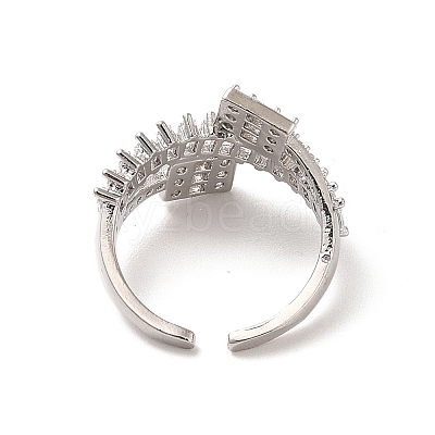 Brass Micro Pave Cubic Zirconia Open Cuff Rings RJEW-R146-16A-P-1