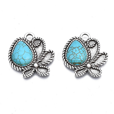 Synthetic Turquoise Pendants Settings for Enamel PALLOY-N157-030-1