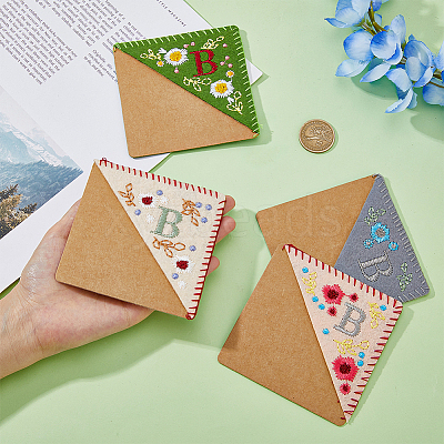 4Pcs 4 Style Felt Embroidery Bookmarks FIND-HY0003-46B-1