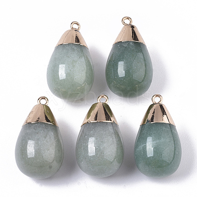Top Golden Plated Natural Green Aventurine Pendants G-T131-02D-1