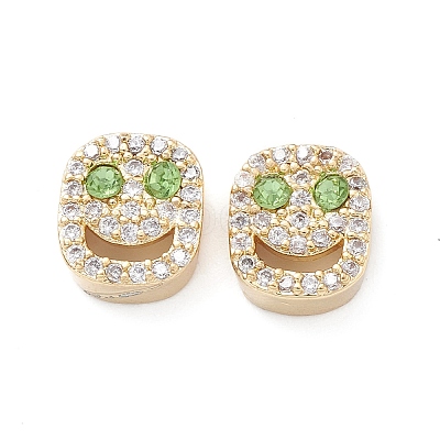 Brass Micro Pave Cubic Zirconia Beads KK-M241-01J-1