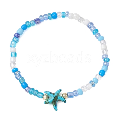 6Pcs Synthetic Turquoise & Non-magnetic Hematite Beads Stretch Bracelets BJEW-JB13432-1