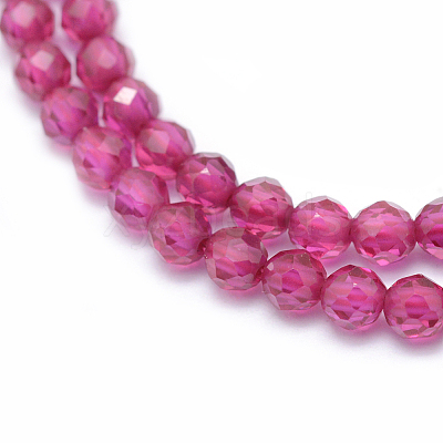 Lab Grown Red Corundum Beads Strands G-E411-40-3mm-1-1