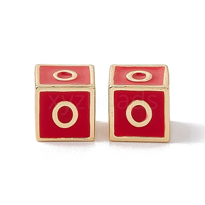 Rack Plating Brass Enamel Beads KK-B060-04G-03O-1