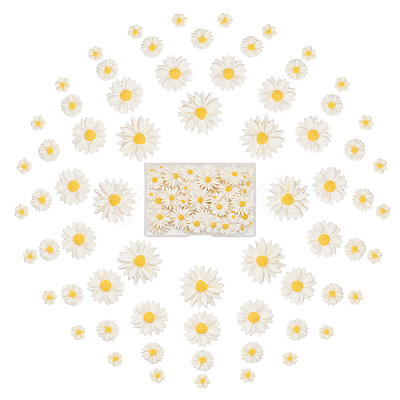 100Pcs 4 Styles Flatback Hair & Costume Accessories Ornaments Resin Flower Daisy Cabochons CRES-NB0001-37B-1