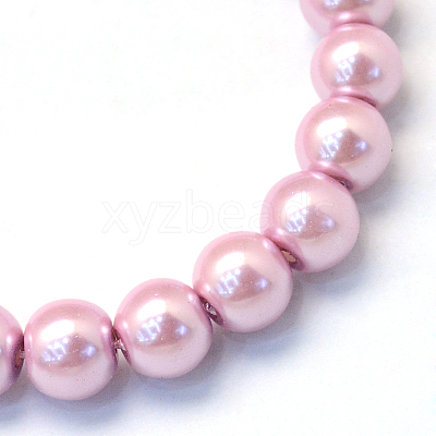 Baking Paint Pearlized Glass Pearl Round Bead Strands HY-Q003-4mm-47-1