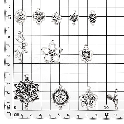120Pcs 12 Styles Tibetan Style Zinc Alloy Connector Charms FIND-PH0005-74-1