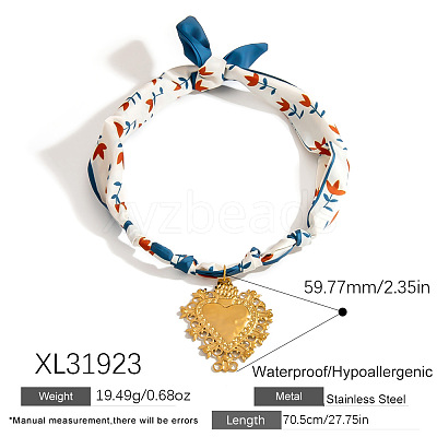 304 Stainless Steel Pendant Printed Scarf Necklaces FS-WGD2FA8-21-1