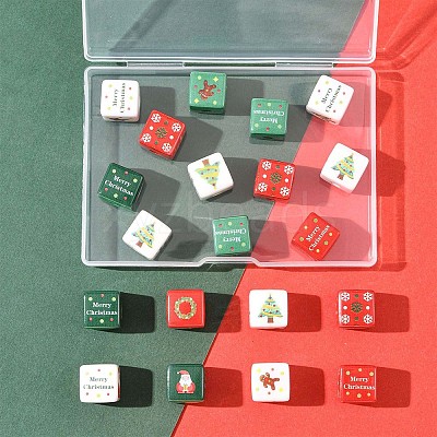 20Pcs Christmas Printed Opaque Acrylic Beads OACR-FS0002-53B-1