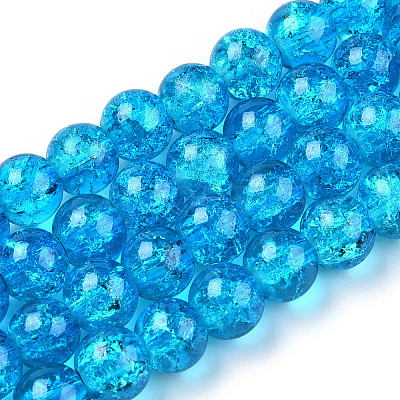 Spray Painted Crackle Transparent Glass Beads Strands CCG-Q001-10mm-06-A-1