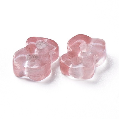 2-Hole Synthetic Cherry Quartz Glass Buttons G-L553-59-1