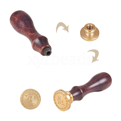 DIY Letter Scrapbook Brass Wax Seal Stamps and Wood Handle AJEW-P068-B06-1