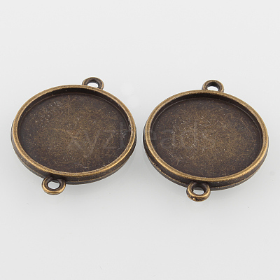 Flat Round Two-Sided Alloy Cabochon Connector Settings X-PALLOY-N0087-05AB-NF-1