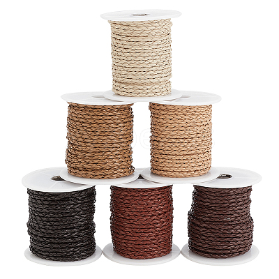 6 Rolls 6 Colors Imitation Leather Braided Cord WL-PH0004-24-1