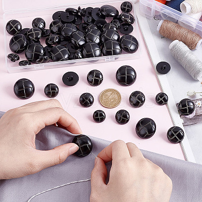 60Pcs 4 Style Plastic Shank Buttons BUTT-HY0001-19C-1