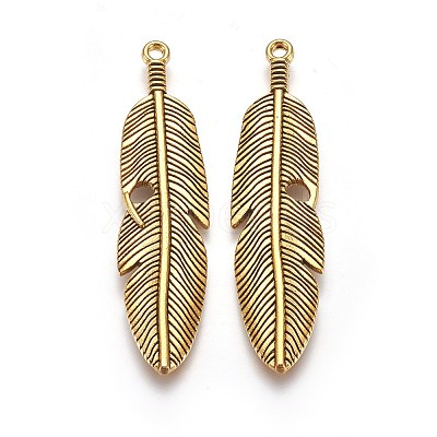 Tibetan Style Alloy Feather Big Pendants LS-TIBEP-A12720-AG-RS-1