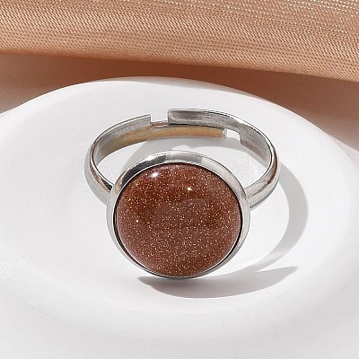 Half Round Synthetic Goldstone Finger Rings RJEW-M062-01P-06-1