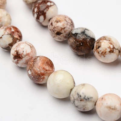 Round Natural Magnesite Beaded Strands X-G-L373-02-8mm-1