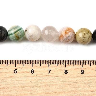 Natural Quartz Crystal & Rhodochrosite & Rose Quartz & Amethyst & Strawberry Quartz & Tourmalinated Quartz/Black Rutilated Quartz Beads Strands G-B143-A01-10mm-1