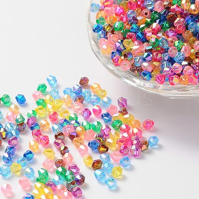 Bicone AB Color Plated Eco-Friendly Transparent Acrylic Beads X-TACR-A003-6mm-M-1