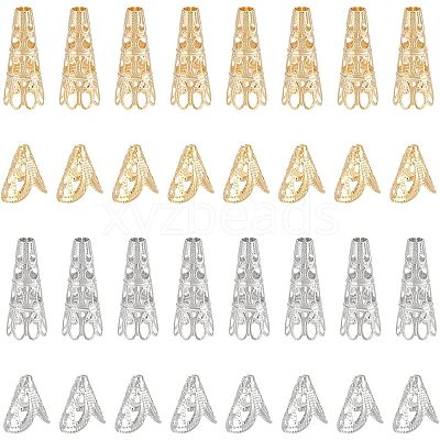 40Pcs 4 Style Stainless Steel Bead Caps STAS-UN0039-79-1