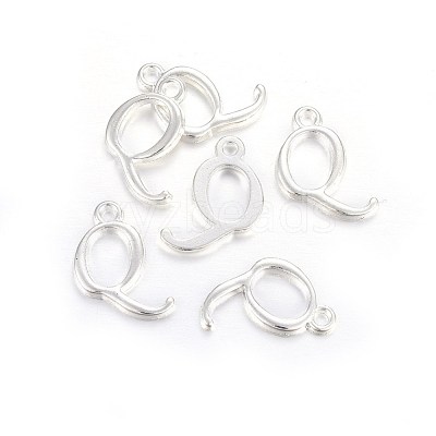 Silver Color Plated Alloy Letter Pendants X-PALLOY-J718-01S-Q-1