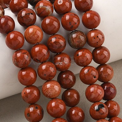 Natural Red Jasper Bead Strands G-K153-B19-8mm-1