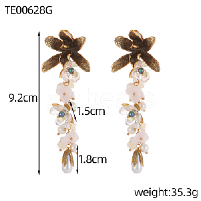 Flower Brass Stud Earrings STAS-OY015-40G-1
