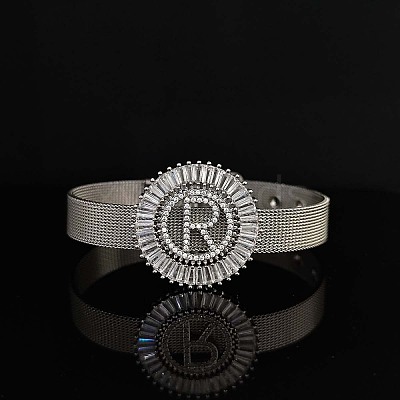 Brass Micro Pave Clear Cubic Zirconia Bangles for Women FS-WGA7409-22-1
