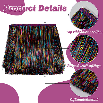 10M Polyester Fringe Ribbon with PET Tassels Trimming SRIB-WH0011-191-1