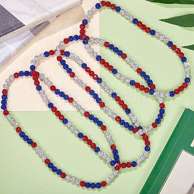 Polymer Clay Rhinestone Round Beaded Necklaces NJEW-SW00049-02-1