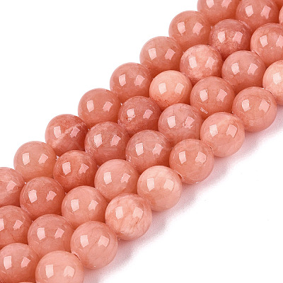 Natural Dyed Yellow Jade Gemstone Bead Strands G-R271-8mm-Y31-1