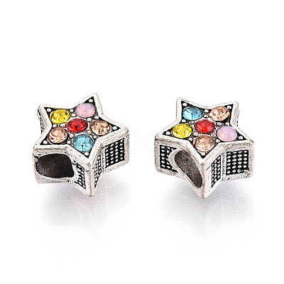 Alloy Rhinestone European Beads FIND-N009-17B-AS-1