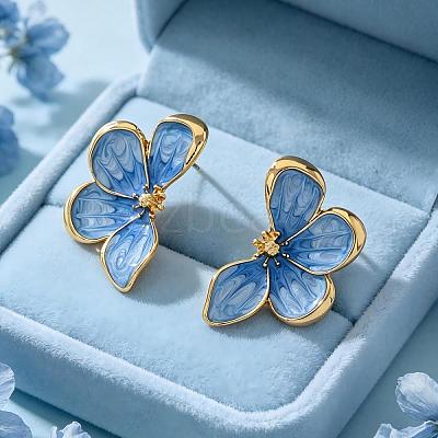 Zinc Alloy Enamel Stud Earrings for Women TW5605-2-1