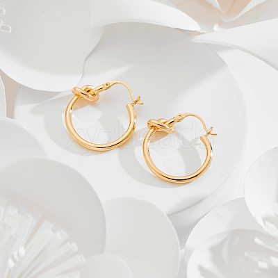 Knot Shaped Brass Hoop Earrings FS-WGE48BC-17-1