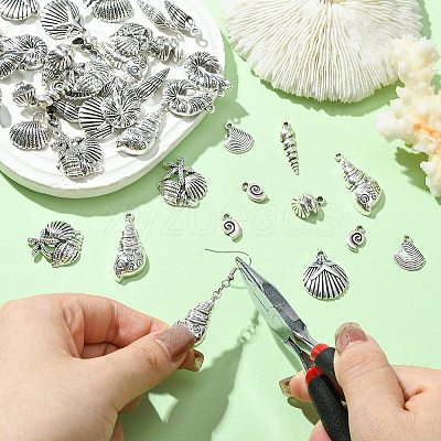 50Pcs 10 Style Tibetan Style Alloy Pendants TIBEP-CJ0003-46-1