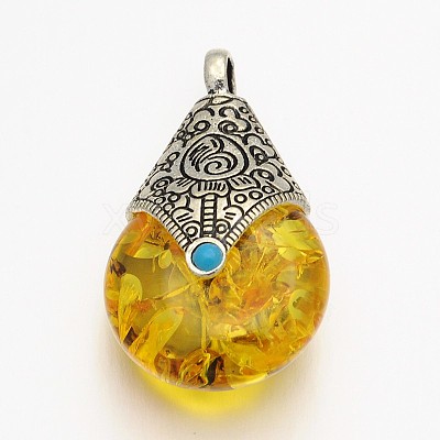 Teardrop Tibetan Style Pendants X-TIBEP-N007-01-1