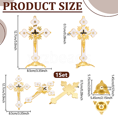 Religion Alloy Enamel Crucifix Cross Statue Display Decorations DJEW-WH0043-105D-1