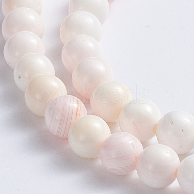 Natural Pink Shell Beads Strands SSHEL-L016-18A-1